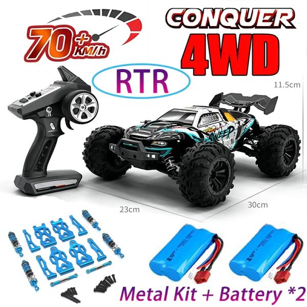 Cars RC Auto Off Road 4x4 Hochgeschwindigkeit 75 km/h Fernbedienung Auto mit LED -Scheinwerfer bürstenloser 4WD 1/16 Monster Truck Spielzeug für Jungengeschenk