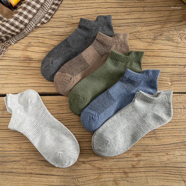 Herrensocken 5Pairs Hohe Qualität Männer Knöchel Atmungsaktive Baumwolle Sport Casual Sommer Dünn Geschnitten Kurze Sokken Größe 39-44 Großhandel