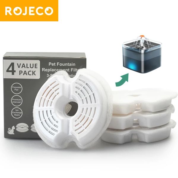 Reiniger Rojeco Cat Water Fountain Filter Ersatz Filter für Katzentrinker 2L Automatische Haustiere Wasserspender Blume Dreifachfiltration