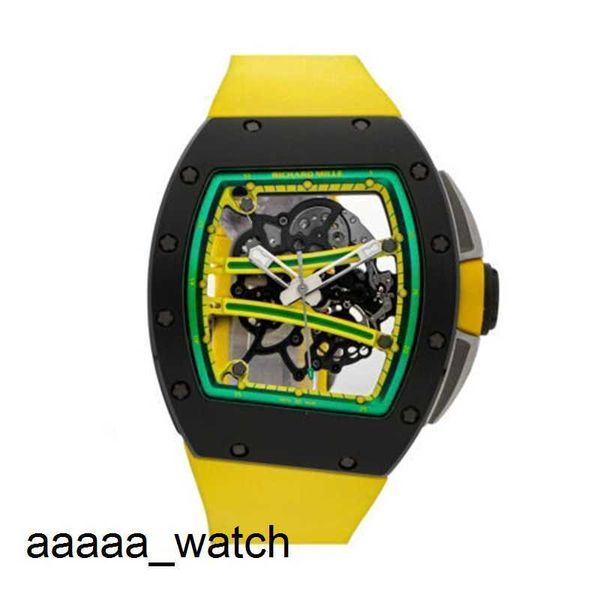 Часы Роскошные механические часы Richarsmilles Механические часы с керамическим циферблатом и резиновым ремешком Спортивные RM6101 Yohan Blake Руководство для мужчин RM6101 c