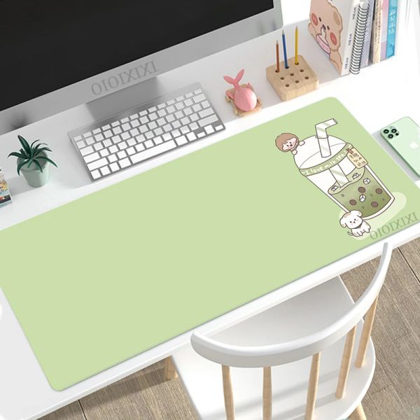 Pads Süßes Anime Matcha Green Mauspad Gaming XL Großes HD Custom Mousepad XXL Schreibtischmatten Weiches Büro Naturkautschuk Laptop Mauspad