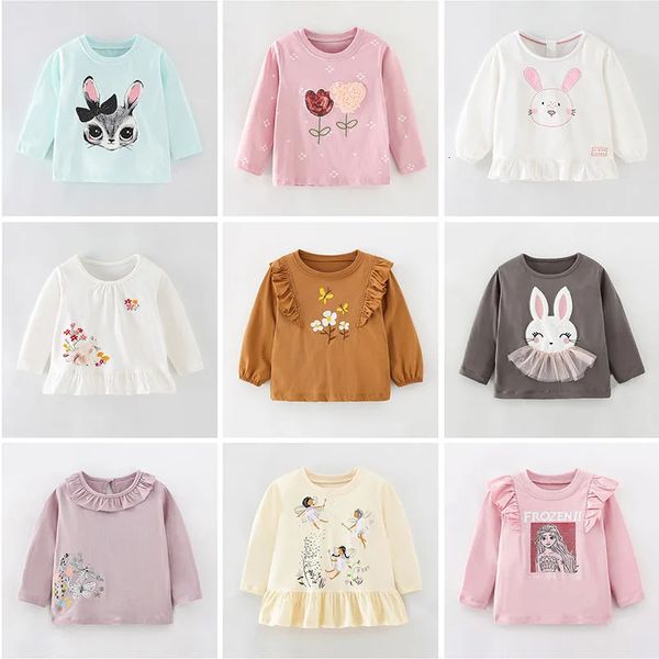 Marca Little Girls Bambino Bambini maglietta a maniche lunghe maglietta Tee Tops 100 cotone Baby Girl vestiti bambini biancheria intima Bunny 17Y 240220