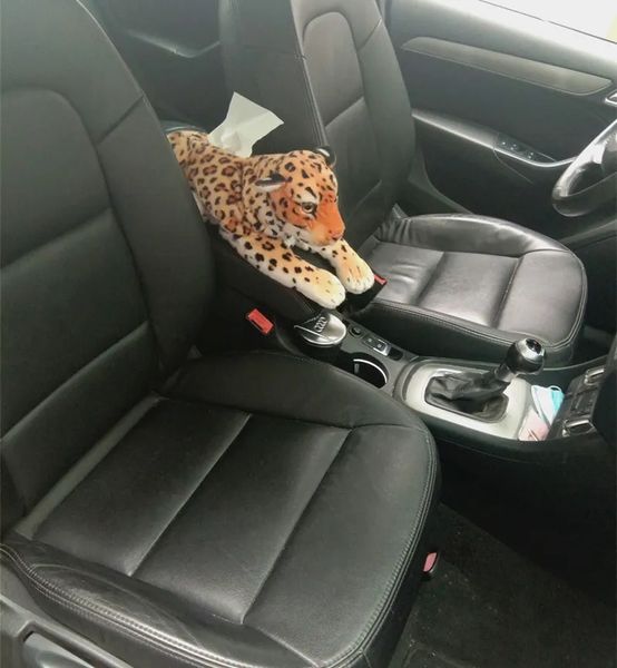 2024 46cm simulação tigre leopardo caixa de tecido brinquedos pelúcia bonecas animais para sala carro sofá suporte papel guardanapo caso presente