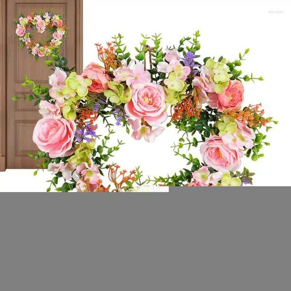 Fiori decorativi Cuore Porta Ghirlanda Rosa Rosa Segno d'amore Squisite decorazioni romantiche per San Valentino per il matrimonio