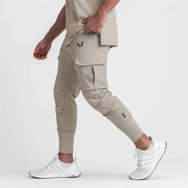 Erkek pantolonlar erkek kargo yaz ince gevşek hızlı kuruyan elastik tozluk koşu eğitim eşofmanları gündelik trend pantolon