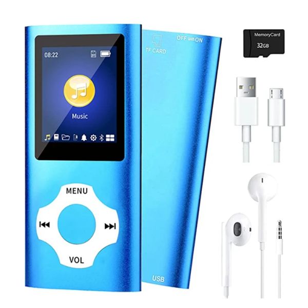 Lettore Lettore musicale MP3 con Bluetooth 5.0, Lettore musicale Hi-Fi portatile Visualizzatore video/foto per bambini (Blu)