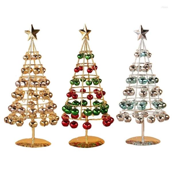 Decorazioni natalizie Elegante piccolo albero artificiale in metallo con campanelle colorate 39 cm/15,4 pollici