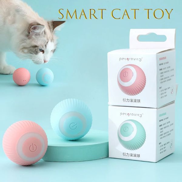 Toys Smart Cat Toys Ball automático Bola de gato elétrico Toys Interactive for Cats Treinando Acessórios para Pet Toys de Kitten Toys Acessórios para animais de estimação