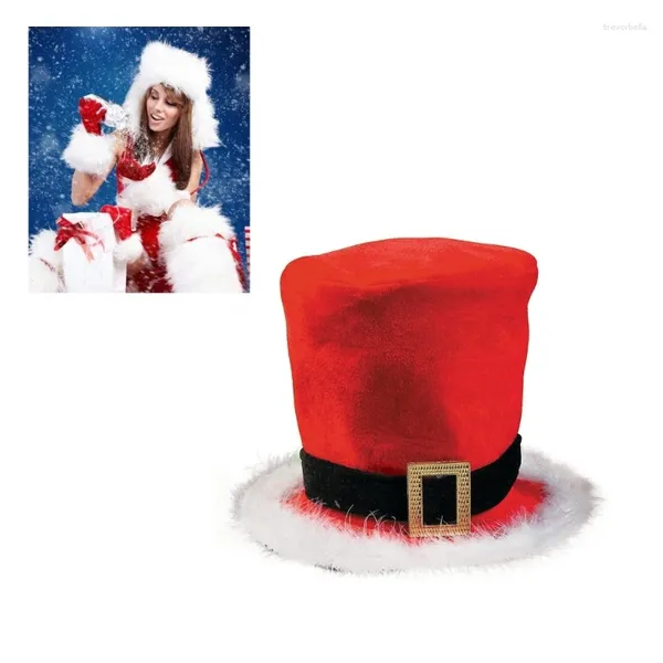 Berets Weihnachten Santa Hut verdicken Plüsch Top weiß pelzige Krempe für Partys Dress Up Cosplay