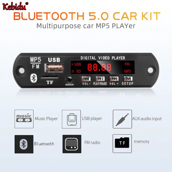 Player kebidu 1080p mp5 hd reprodutor de vídeo digital bluetooth 5.0 estéreo mp3 decodificador placa carro módulo de rádio fm suporte função ebook