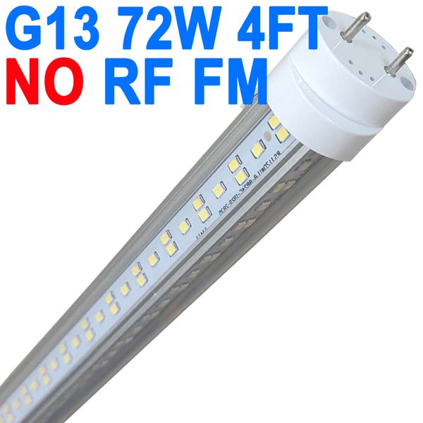 Luzes de tubo LED 72W G13 T8 4 pés (igual a 45,8 pol.), Substituição de lâmpadas fluorescentes, branco 6500K, lâmpada de loja G13 Bi-Pin T12 substituição de led 4FT Workbenck crestech