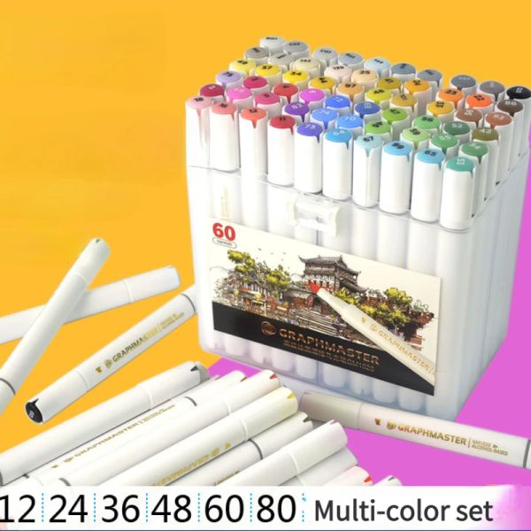 Маркеры Star, 48 цветов, двуглавый маркер, детская ручка для рисования, маслянистая студенческая акварельная ручка, набор спиртовых маркеров Plumones