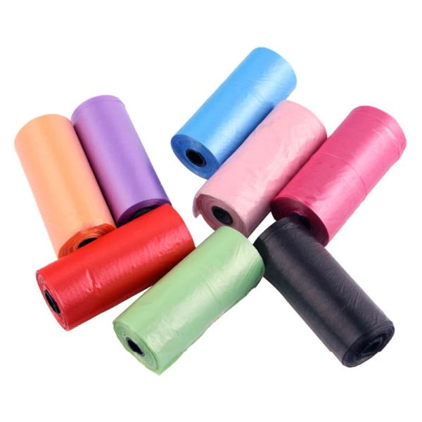 Çantalar 20/50/100 Rulo Toptan PE Köpek Çöp Çanta Köpekler için Renkler Mix Renkler Pet Küçük Kaka Çantaları Aksesuarlar Maskotlar Ürünleri Malzemeler