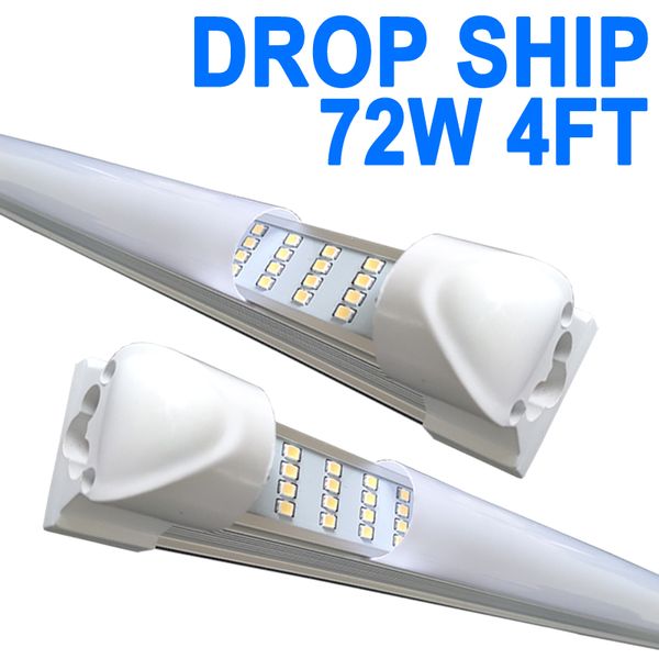 Luminária integrada LED T8 4 pés 72 W luz de loja LED conectável, luz de teto LED e luz sob o gabinete, para refrigerador, garagem, armazém, tampa leitosa 25 Pack Barn crestech