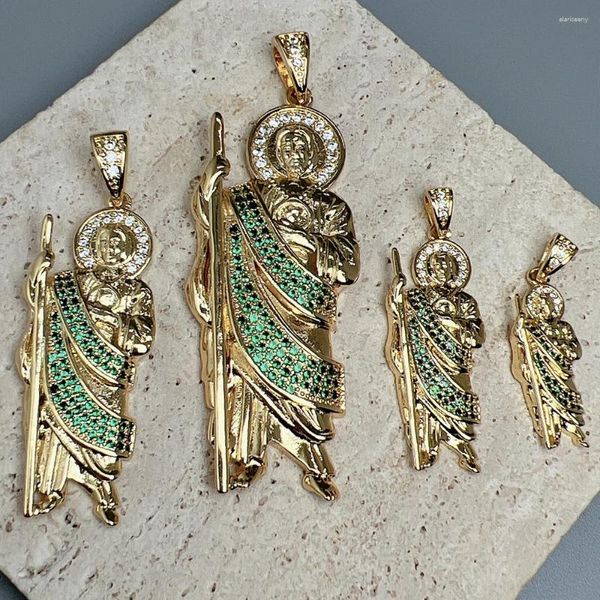 Collane con ciondolo Bellissimi pendenti religiosi di San Giuda Taddeo Prega Pendenti in metallo con zirconi Grandi ciondoli per creare gioielli Collana hip hop