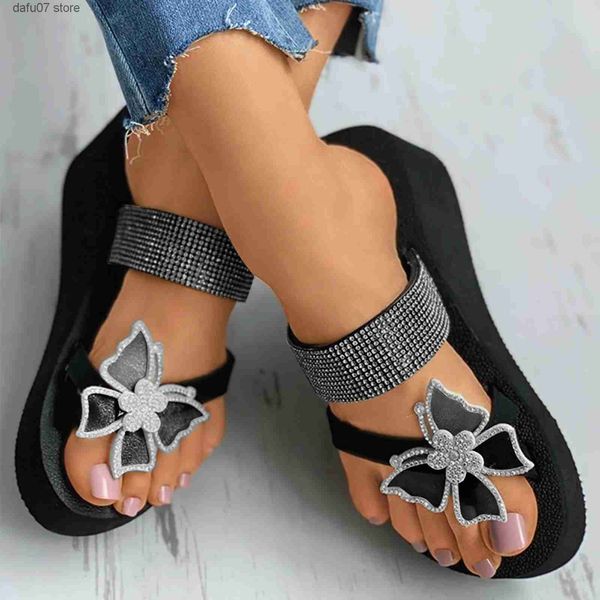 Hausschuhe Sommer Sandalen Frauen Strass Schmetterling Böhmischen Stil Casual Strand Schuhe Keile Weibliche Flip-Flops 42H24229