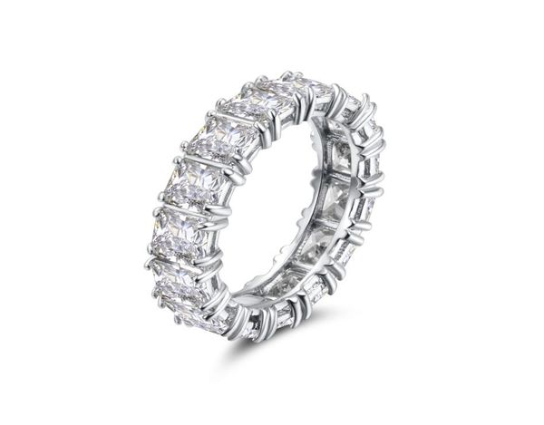 925 prata esterlina pave configuração quadrado completo diamante cz eternidade banda noivado casamento pedra anéis tamanho 678 jóias finas8907472