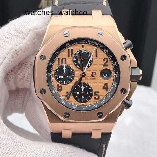 Relógio de pulso unissex Relógio suíço AP Relógio de pulso Royal Oak Offshore Series Precision Steel 18k Rose Gold Máquinas automáticas 42mm Exibição de data Função de tempo Relógio masculino