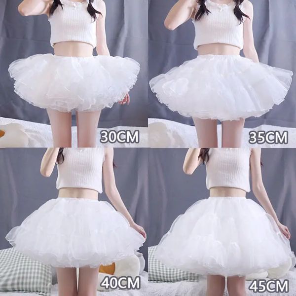 Saia feminina anáguas tutu inchado saias violentas desossadas 4 camadas tule macio lolita mini saia suporte cosplay jk vestido underskirt