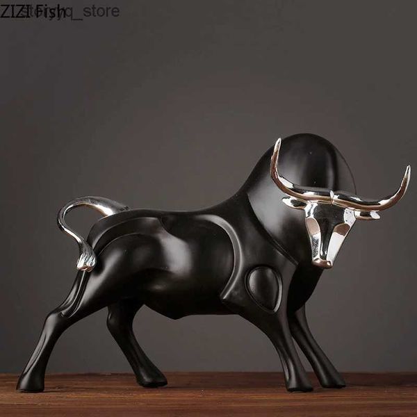 Altro Decorazioni per la casa Toro nero Ornamenti in resina Figurine di corrida Scultura Simulazione Statua di animali Decorativi Accessori per la decorazione della stanza NewHome Q240229