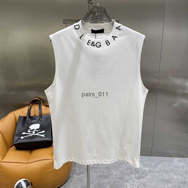Kadınlar bluz gömlekleri İtalya Milan moda tasarımcısı D G marka kolsuz gömlek erkek kadın kadın% 100 pamuk yelek yaz giyim gevşek nefes alabilen hareket fitness 240229