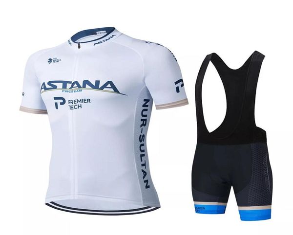 Bisiklet Jersey seti 2021 Pro Team Astana Bisiklet Giyim Yaz Nefes Alabilir Kısa Kollu Bisiklet Jersey Bib Şort Kiti Ropa Ciclism8839991
