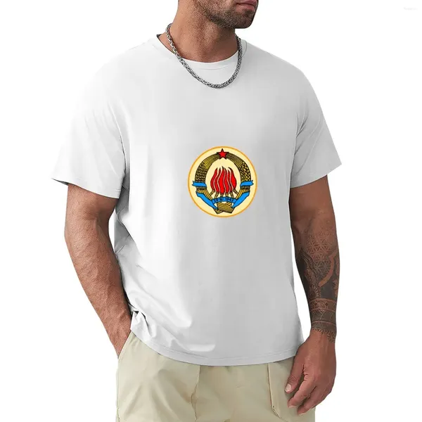 Regatas masculinas Brasão de ARMSYUGOSLAVIA Camiseta fofa camisa de suor meninos camisetas brancas masculinas casuais elegantes