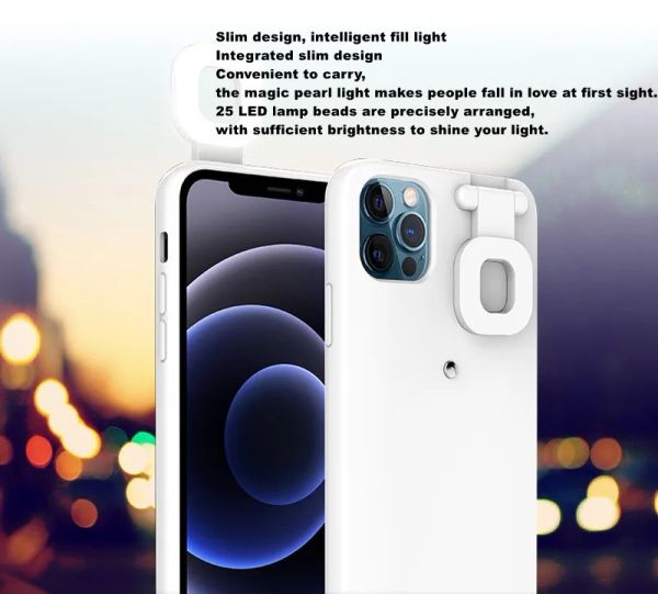Stoßfeste, blinkende Selfie-LED-Flip-Ring-Licht-Handyhüllen für das iPhone 12 LL