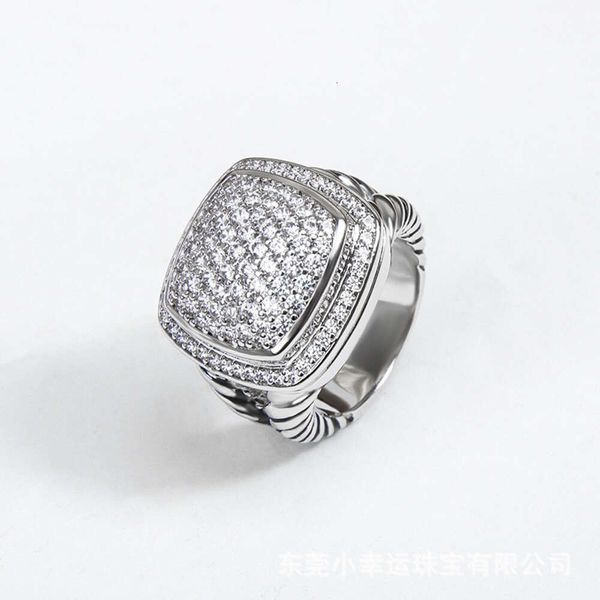 David yurma jóias designer anéis para mulheres davids quadrado 17mm zircão imitação diamante estilo moda torcido anel de rosca jóias
