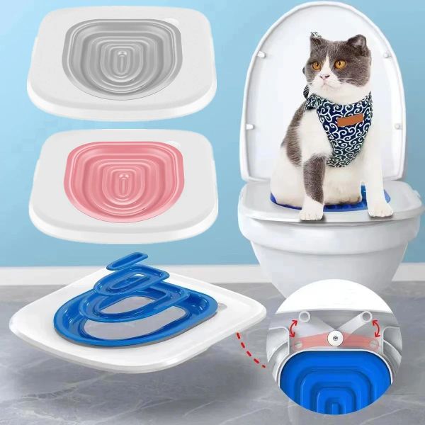 Repellenti Toilette per gatti Trainer Riutilizzabile Staccabile Kit di addestramento per vasino per gatti Lettiera per gatti Tappetino in plastica Accessori per la pulizia della toilette per gatti