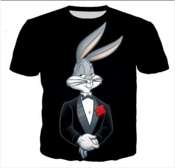 New Fashion MensWomans Personaggio dei cartoni animati Bugs Bunny TShirt Summer Style Divertente Unisex 3D Stampa Casual T Shirt Top Plus Size AA018010312
