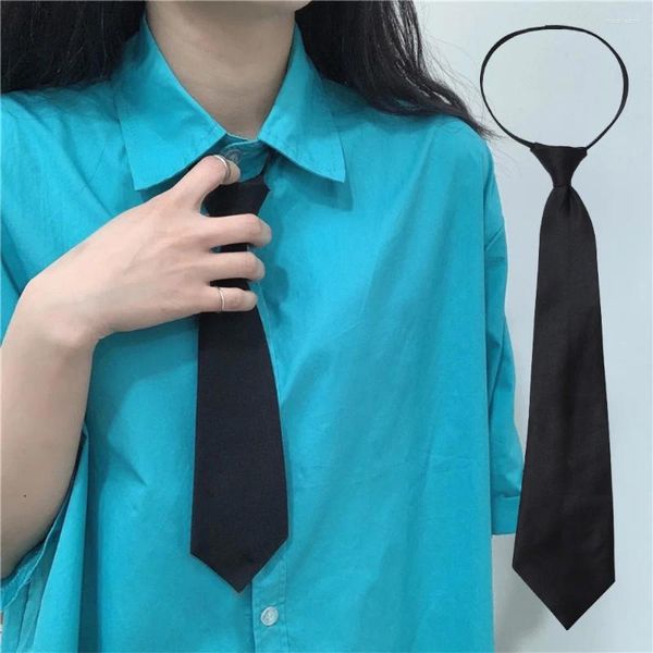 Gravatas borboletas, uniforme coreano, preto, unissex, simples, com zíper, camisas de estudante, gravatas, segurança, fosca, pescoço preguiçoso, homens, mulheres