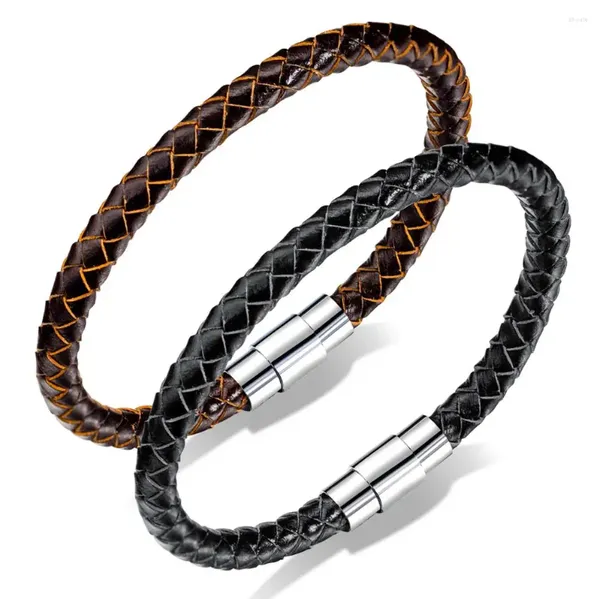 Braccialetti di fascino semplice bracciale in pelle nera/marrone Bracciale per uomo Donna classica Classica fibbia magnetica polsino bracciale braccio regalo goccia regalo