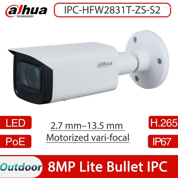 Dahua IPC-HFW2831T-ZS-S2 8MP Câmera de rede IR 60m 2.7-13.5mm Motorizada Vari-focal Outdoor Bullet IP IP67 Slot para cartão SD