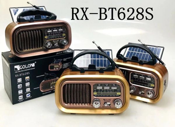 Altoparlanti Altoparlante Bluetooth in legno vintage Radio domestica FM AM SW Radio portatile Pannello solare Altoparlante subwoofer ricaricabile per radio a onde corte