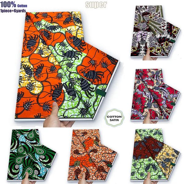 d Vero e proprio tessuto africano per stampe di cera reale stile Ghana Cera Ankara Tissu Pagne 100% cotone Design morbido Tessuto di cera Nigeria 240220