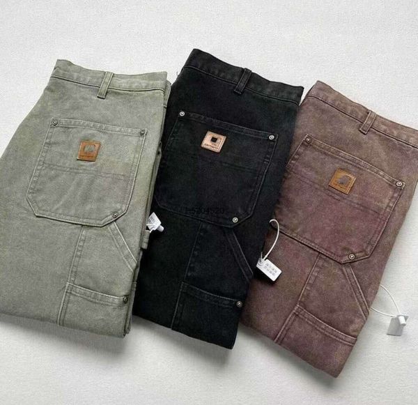 2024 Pantaloni da uomo di marca di moda Carhart B01 B136 lavati per realizzare vecchie tute pantaloni di stoffa per il ginocchio 1905ess