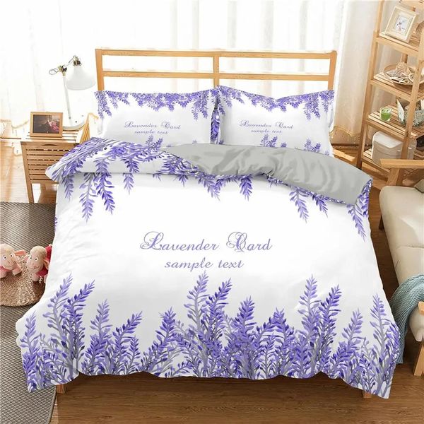 Set copripiumino lavanda King Size Fiore viola Biancheria da letto romantica e bella per ragazze Donne Trapunta in poliestere 23 pezzi 240226