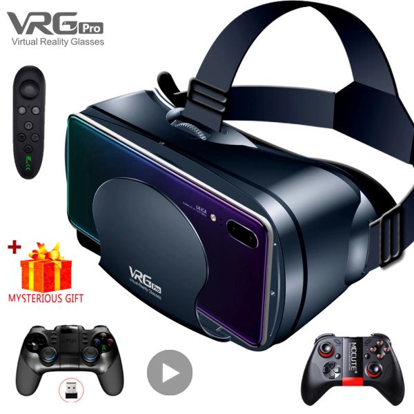 Occhiali Realtà Virtuale 3D VR Cuffie Occhiali intelligenti Casco per smartphone Cellulari Cellulari Lenti da 7 pollici Binocolo con controller