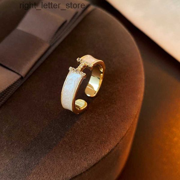 Ringe Tropfen Öl Zirkon Buchstabe H Offener Ring Gold galvanisiert Mode Metall Design Zeigefingerring 240229