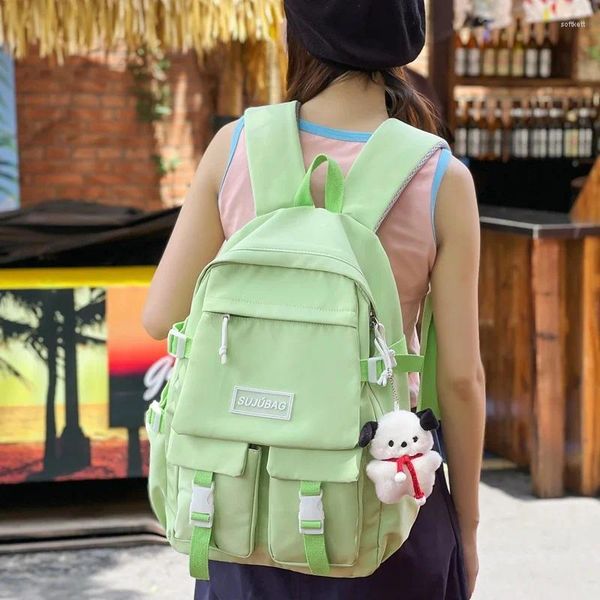 Schultaschen Mode Männer Rucksack Wasserdicht Nylon Rucksack Für Teenager Schultasche Kawaii Frauen Tasche Grüne Liebhaber Reisen Schulter Mochila