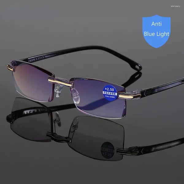 Sonnenbrille 2 Paare Lesebrille Männer Anti Blaue Strahlen Presbyopie Brille Frauen Vintage Randlose Brillen Dioptrien 1,0 1,5 2,0 2,5 3,0 3,5 4,0