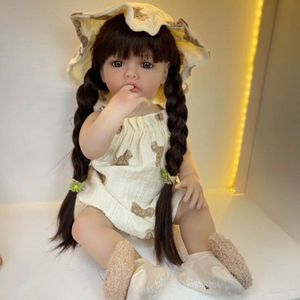 Puppen 55 cm wiedergeborene Puppe Schöne weiche Baby Simulation Mini Kinder Solid für Mädchen Kleinkind Geburtstag Geschenk