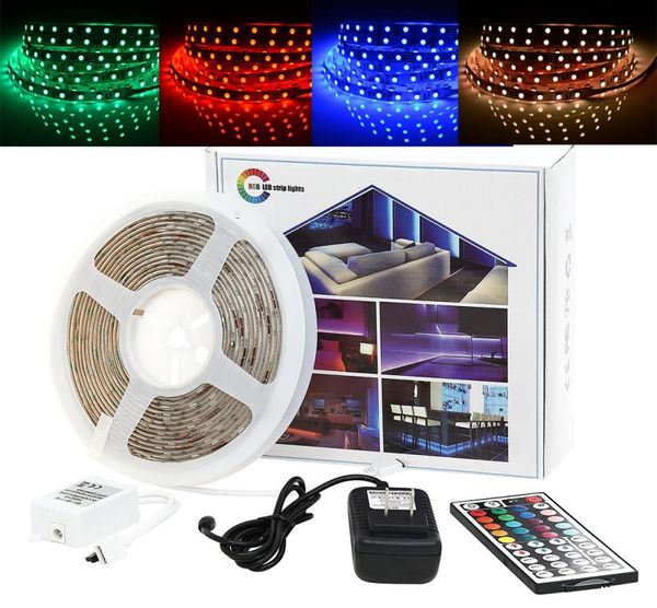 LED-Streifenlicht, 5 m, 44 Tasten, IR-Fernbedienung, RGB, SMD, 2835, 5050, 300 LEDs, 12 V, wasserdicht, flexibles Farbwechsel-Set für Zuhause, Schlafzimmer, Küche3124577