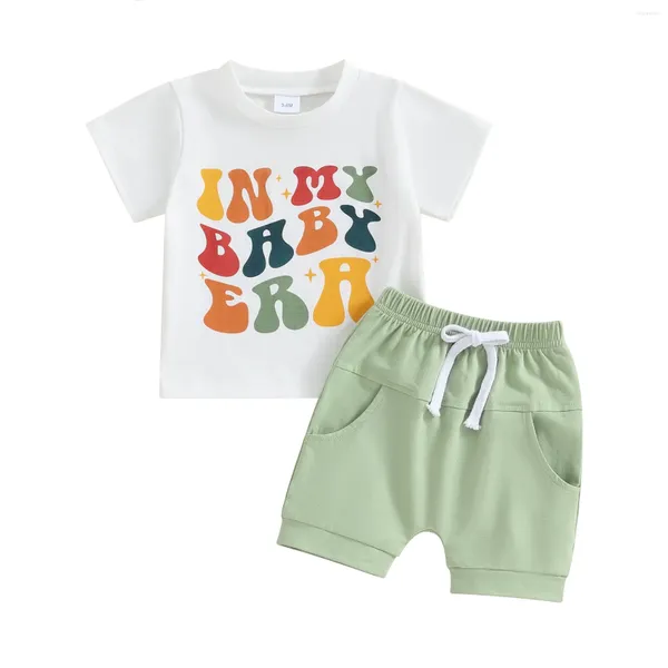 Conjuntos de roupas Pudcoco infantil nascido bebê menino roupas de verão manga curta estrela carta impressão camiseta shorts conjunto de roupas de criança 0-24m