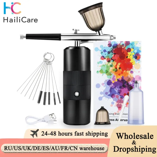 Dispositivos Airbrush Nail Art Paint Spray com Compressor Decoração Bolo Portátil Unhas Colorindo Air Brush Gun Névoa Pulverizador Nail Clipper