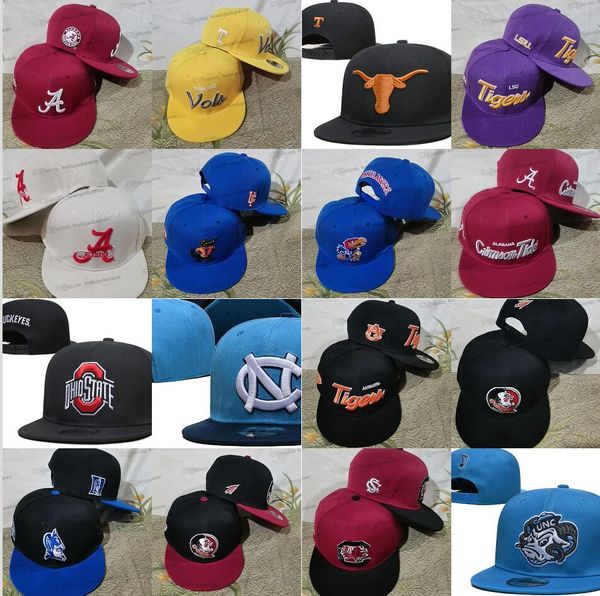 2024 Tutte le squadre Mix Colore Fan's NCAA USA College Baseball Cappello regolabile Uomo Donna Taglia unica Vintage Piatto Sport Base Ball Snapback Caps Lettere A N Bone Chapeau