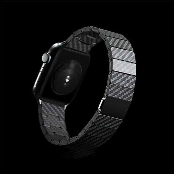 Pulseira de pulso de grão de fibra de carbono legal para Apple Watch Series 7 6 5 4 3 2 SE PPS Link Band iWatch 38mm 40mm 42mm 45mm designer45YC45YC