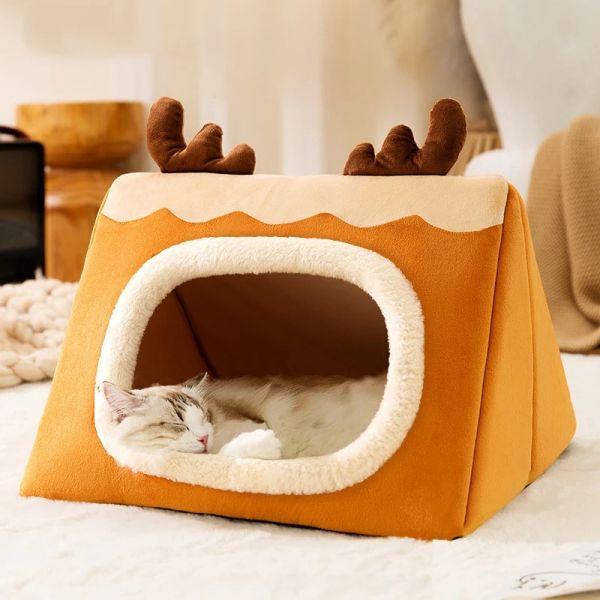 Tappetini carino alce cervo cane da compagnia gatto casa pieghevole caldo morbido inverno letto per cani divano grotta cucciolo di cane cuccia nido per cani di piccola taglia gatti