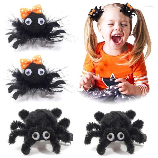 Haarschmuck 2 Stück Halloween Plüsch Spinne Clip Cartoon Kinder Haarnadel Haarspangen Mädchen Kinder Party Dekor Kopfschmuck